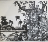 Ricardo Reyes,  "Paisaje cotidiano," 1997. Ink on paper.  #6677 (SL)