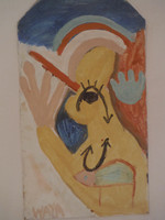 Wayacón (Julián Espinosa), Untitled, N. D. Tempera on paper bag.    8.5” x 11”    #2605-7