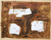 Montebravo (José Garcia Montebravo) #3034. "Agenda de Octubre," 2002. Watercolor on paper. 19.5 x 25.5 inches.  