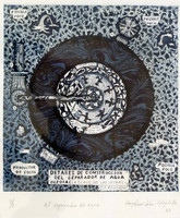 Anyel M Calzadilla Fernández,  #3334. "El separador de agua," 2002. Etching print edition 3 of 3. 15 x 11 inches.