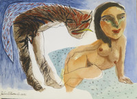 Roberto Braulio González #3736 (SL) NFS> Untitled, 1996. Watercolor on paper. 10 x 13.75 inches.