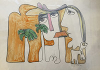 Fuster (José Rodríguez Fuster) #287. Untitled, 1990. Watercolor on paper. 16.5 x 22.5 inches.