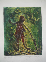 Carvajal #5991. "Gije del majia," N.D. Callograph print edition 3 of 5.   10 x 8.25 inches.