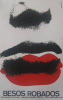 ICAIC (René Azcuy Cárdenas),  "Besos Robados," 1970. Silkscreen postert. 30" x 20"