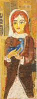 Sandra Dooley #6832. "Paloma," 2017. Acrylic, collage on canvas.                31" x 11.5"