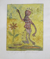 Carvajal #6007. "El guije de la flor," N.D. Collagraph print edition 3 of 6. 10 x 8.25 inches.
