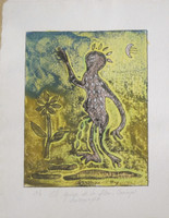 Carvajal #6008. "El guije de la flor," N.D. Collagraph print edition 2 of 6.  10 x 8.25 inches. 