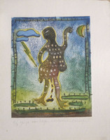 Carvajal #6009. "Guije con rayo," N.D. Callograph print edition 4 of 9.  10 x 8.25 inches.