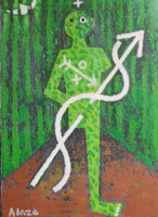 Alazo - Alejandro Lazo #6090. "Osain - Kenke," 2011. Oil on canvas. 12 x 9 inches