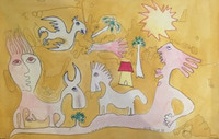 Fuster (José Rodríguez Fuster) #754 "Un dia de ciclon," 1988. Watercolor on paper. 20 x 29 inches. 