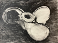 Kcho (Alexis Leyva Machado), From the series: "Archipelago," ca. 2000. Acrylic and charcoal on canvas. 42.5" x 56" (framed), 6873.