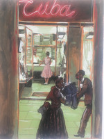 41 Douglas Pérez, "Mercado negro," 2011. Oil on canvas. 13" x 9.5"