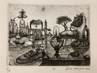 Dania Fleites Diaz #4514. Untitled, 2003. Drypoint Print Editon 9/20. 7 X 8.75"