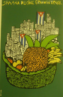 ICAIC (Eduardo Muñoz Bachs), "Semana de Cine Cubano en Brasil," 1986. Silkscreen poster, 30" × 20".