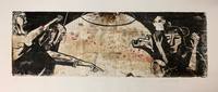 Guillermo Estrada Viera #3776B.    2005. Xylography  Print On Government Ration Cards 8/15.     14"X 33.75"
