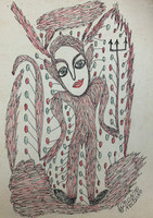 El Monje (Juan Andrés Rodríguez), "Nectuno," 1992. Ink on paper.                                                       11.75” x 8”                                                                               #5624