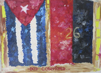 Juan Karlos Echeverría Franco #5031. "Dos cobertores," N.D. Oil on paper. 27.5" X 39"