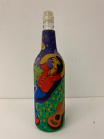 Osvaldo Castillo, Untitled, N.D. Acrylic On Glass Bottle 12" tall x 3" diameter  