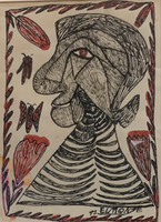 El Monje (Juan Andrés Rodríguez)  #5895. Untitled, 1992. Ink on paper, 10" x 7.5" 