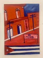 Daniel Aties Sans,        "Calles de Santiago de Cuba," 1998. Oil on card stock.                                           8.75 x 12.5”                                #5654B