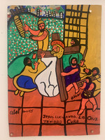 Abel Pérez-Mainegra,                                                                        "Jesus llevando la cruz,"  1995. Acrylic on poster board.                        14.5" x 10.5”     #1433