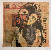 Sandra Dooley, "Gatunas," 2022.  Collage print, artist proof.   18.5" x 17.5"  #6013 