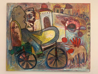 Fuster (José Rodríguez Fuster) "Bicicletas," 1997. Acrylic on canvas, 42" x 52" #5834