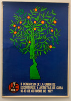 Rostgaard (Alfrédo Gonzalez Rostgaard)  (UNEAC),    “II Congreso de la Unión de Escritores y Artistas de Cuba”. 10-13 de Octubre de 1977. Serigrapgh poster.    40“ x 28.75”
