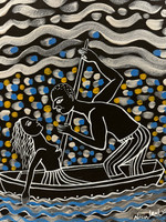 Alicia Leal,               "La barca, de la serie: El pescador y la bella," 2005. Acrylic on paper.                  13.75” x 10.25”         #4315 