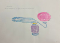 Marlys Fuego,  "Almizcle, proyecto para ser utilizado en frascos de perfume" 2010. Ink and watercolor on paper. 19.75" x 27.5" #5896.