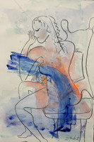 Ileana Mulet, "Woman," 2022. Ink on paper.  15" x  21.5" #5176