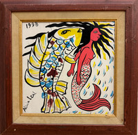 Alicia Leal untitled, 1998. Hand painted tile.  14" X 14" #3934