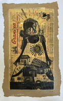 Sandra Dooley,  "Niñita Cubana," 2019. Linocut collage, 26.5" x 16.5" #5305C (SL) 