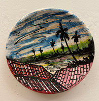 Azariel Santander,                    Untitled, N.D. Hand-painted ceramic plate from Trinidad, Cuba.                    7.5” diameter.              #5557D
