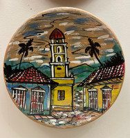 Azariel Santander,  Untitled, N.D. Hand-painted ceramic plate from Trinidad, Cuba.                    12” diameter.                                                                                         #5557E