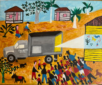 Calunga (Francisco Ravelo Calunga), "Cine movil,"  2014. Oil on canvas.                                         11" x 13"                          #5620A