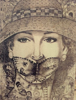 Xiomara Sardiñas,  Untitled, 2008. Pen and ink on paper.         19.75” x 13.75”             #4321