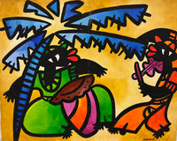 ILeana Sanchez Hing,           "Los musicos II," 2007. Acrylic on canvas.                   15.75” x 19.75”        #4153A