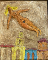 Jorge Sanfiel, Untitled, N.D. Mixed media: plaster and acrylic on wood. 10" x 9" #5657(SL)