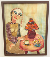 Sandra Dooley,   " luces," 2005. Mixed media on canvas.  20" x 15.75"                                        #4500