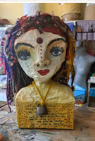 Sandra Dooley,  "Cindy," 2024. Mixed media: fabric, oil on polyurethane foam.                                  7.5” x 13.8” x 5.5”               #5643Q