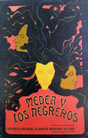 A gorgeous Art Deco inspired poster design from 1968 featuring artwork for the Cuban National Modern Dance Company's production of "Medea y Los Negreros" for Cuba's National Council of Culture.