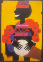 A special poster from Santiago de Cuba! "CUBA ALEGRE COMO SU SOL" (Cuba, Happy as Its Sun) celebrating the island's joyful musical culture.