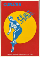 "Cuba'89 25 Serie Nacional de Beisbol" (Cuba'89 25th National Baseball Series) produced by the Provincial Sports Direction of Santiago de Cuba.