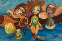 Sandra Dooley, "En la playa" postcard