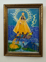 Mercedes Galves,  "Vigen de la Caridad del Cobre," 1995. Temera on paprer.      12” x 8.5” 