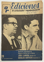 Instituto del Libro - Ediciones Políticas (cover artist: unknown), "Ediciones: el orientador revolucionario, número 28, 1967. Seminario preparatorio del Congreso Cultural de La Habana: José Llanusa (Octubre 25), Osvaldo Dorticos (Noviembre 2)." 