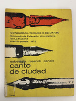 Comisión de Extensión Universitaria de La Habana (cover designer: Chamaco, author: Esbértido Rosendi Cancio), "Canto de Ciudad," 1972. Offset print, book.