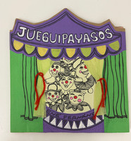 Ediciones Vigía (cover designer and illustrator: Arneldy Cejas, editor: Agustina Ponce, author: René Fernández Santana), "Jueguipayasos," June 2004. Hand-illuminated die-cut artist's book, mixed recycled papers.