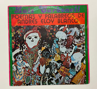 EGREM/Areito (cover designer: Umberto Peña, producer: Luis Carbonell, recording engineer: Eusebio Domínguez), "Poemas y palabreos de Andrés Eloy Blanco," performed by Luis Carbonell, 33 RPM LP, LD-3883, 1980s. Vinyl record.
